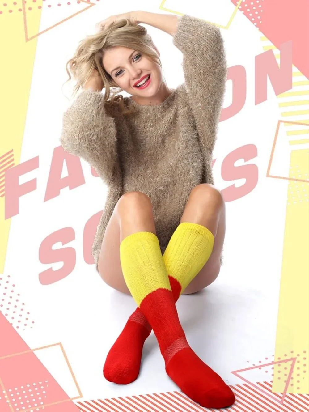🧦Women's Bright Colour 4 Pairs Neon Slouch Socks Scrunch Socks Athletic Slouchy